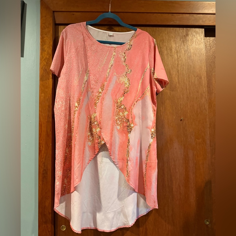 Pink and Gold Asymmetrical Top